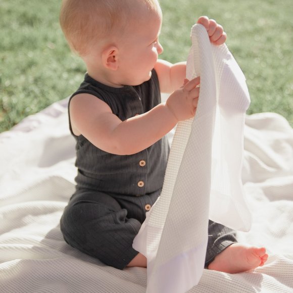 COPY - Baby Morgan Thermal Waffle Blanket Nylon Satin Trim - 18”x20” Mini Secur… - Picture 4 of 16